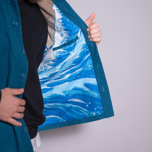 Surchemise Keiko Gi | Bleu Pétrole | Sincérité | Grande Vague de Kanagawa