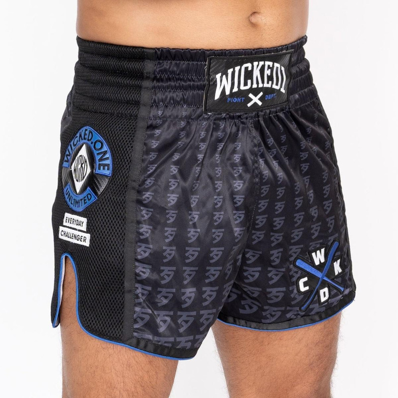 Short de Muay Thai Wicked One | Noir/Bleu | Infinit