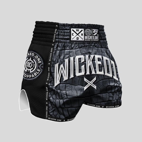 Short de Muay Thai Wicked One | Noir/Gris | Caïman