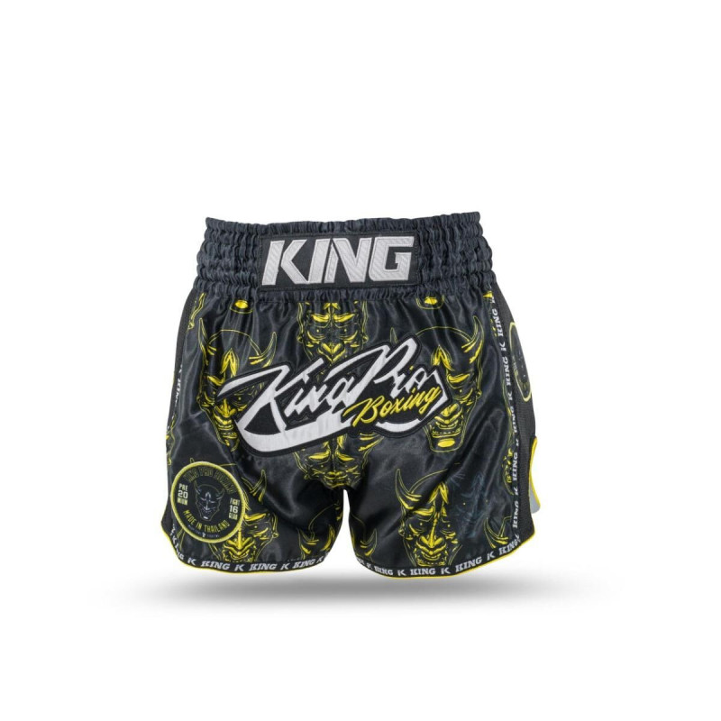 Short Muay Thai King Pro Boxing | Black/Yellow/White | KPB Devil
