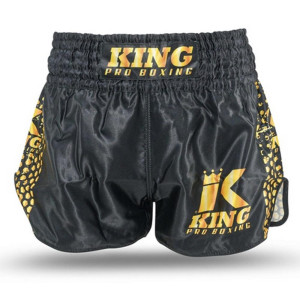 Short Muay Thai King Pro Boxing | Black/Gold | KPB YOUTH TRUNKS Hexagon