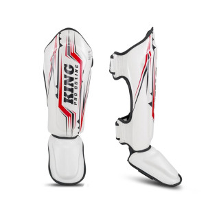 Protège-tibias King Pro Boxing | Blanc/Rouge/Noir | Spartan Series