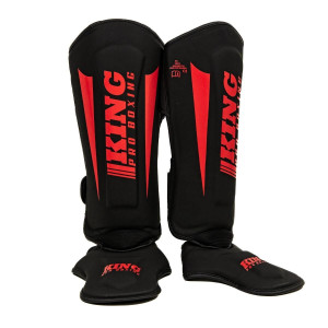 Protège-tibias King Pro Boxing | Noir/Rouge | REVO