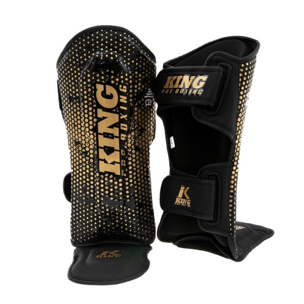 Protège-tibias King Pro Boxing | Hexagon | Enfant Noir/Or