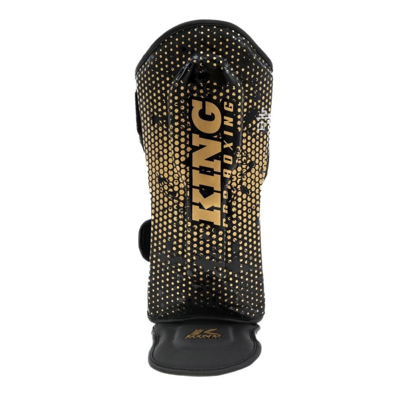 Protège-tibias King Pro Boxing | Noir/Or | Hexagon Series Youth