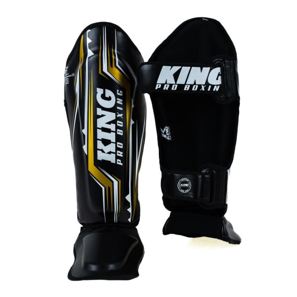 Protège-tibias King Pro Boxing | Noir/Blanc/Or | Spartan Series