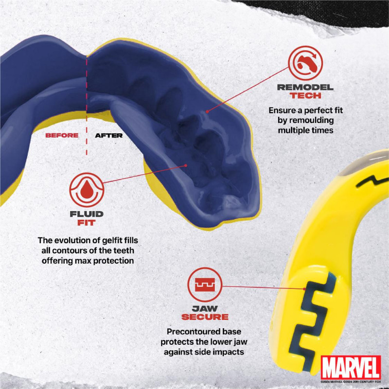 Protège-dents SAFEJAWZ | Yellow/Black | WOLVERINE Marvel