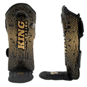 Protège-tibias King Pro Boxing | Hexagon | Enfant Noir/Or
