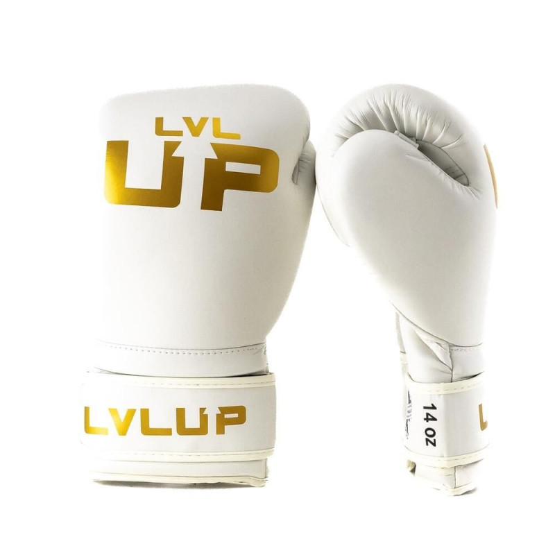 Gants de Boxe LVL UP | Blanc/Doré | Premium