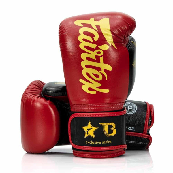 Gants de Boxe Fairtex x Booster | Rouge/Noir/Or | FXB