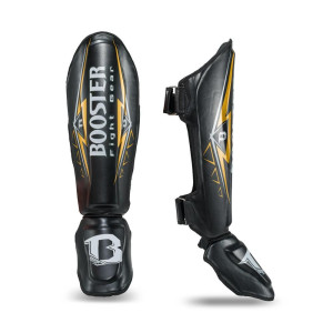Protège-tibias Booster Fight Gear | Noir/Or/Blanc | Warrior Series