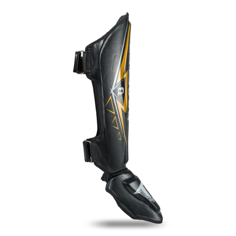 Protège-tibias Booster Fight Gear | Noir/Or/Blanc | Warrior Series