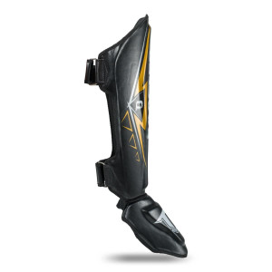 Protège-tibias Booster Fight Gear | Noir/Or/Blanc | Warrior Series