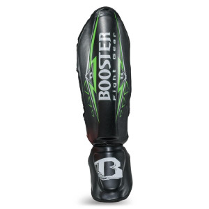 Protège-tibias Booster Fightgear | Noir/Vert/Blanc | Warrior Series