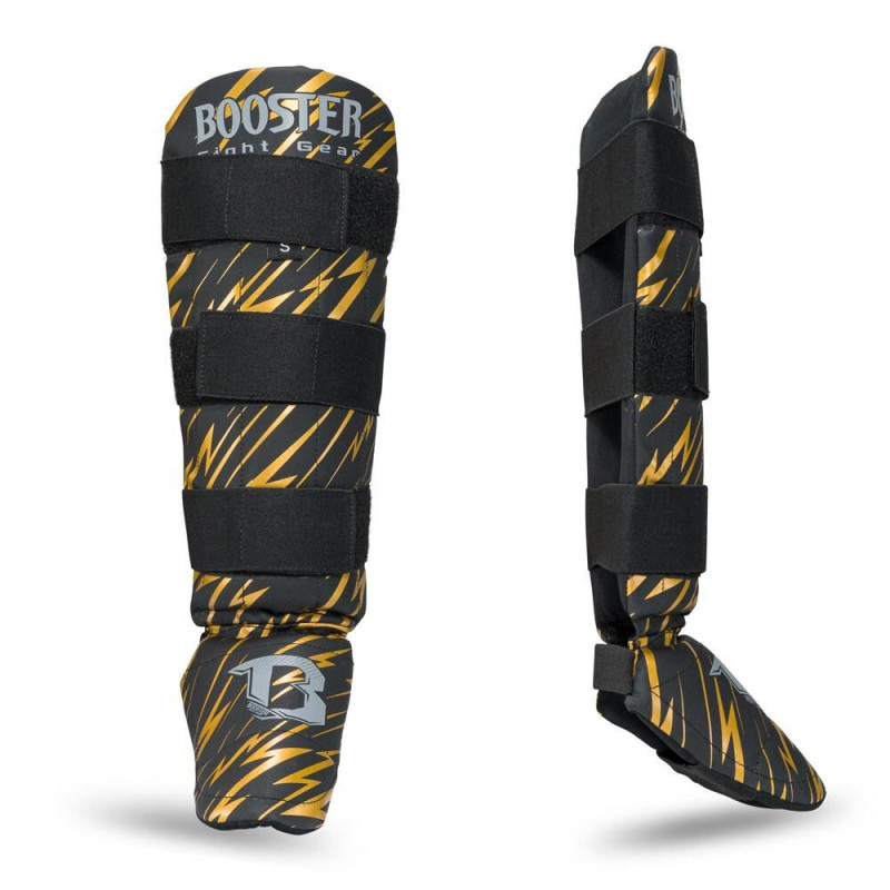 Protège-tibias Booster Fight Gear | Noir/Orange | Combat Series | Jeunesse