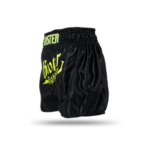 Short Muay Thai Booster Fight Gear | Black/Yellow | BFG Thunder