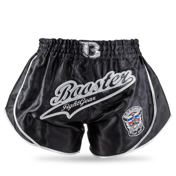 Short Muay Thai Booster Fight Gear | Black/Silver | BFG Retro Slugger