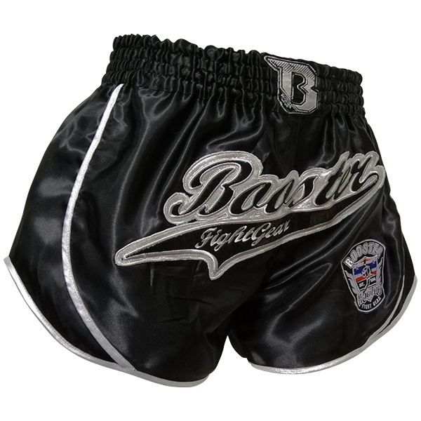 Short Muay Thai Booster Fight Gear | Black/Silver | BFG Retro Slugger