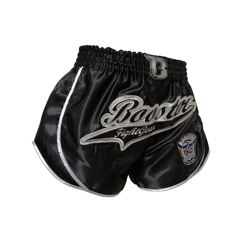 Short Muay Thai Booster Fight Gear | Black/Silver | BFG Retro Slugger