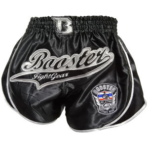 Short Muay Thai Booster Fight Gear | Black/Silver | BFG Retro Slugger