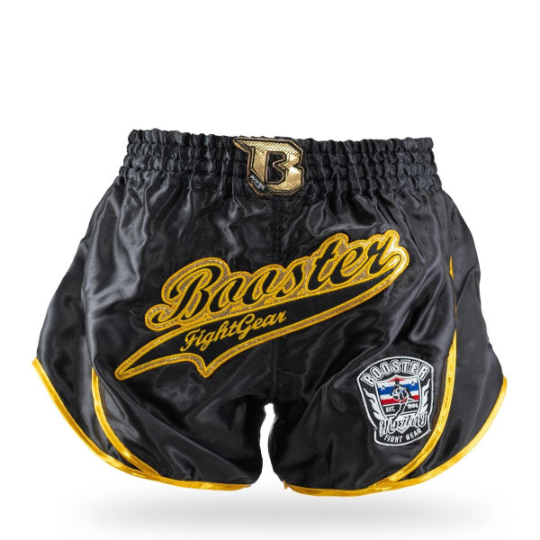 Short Muay Thai Booster Fight Gear | Black/Gold | Retro Slugger