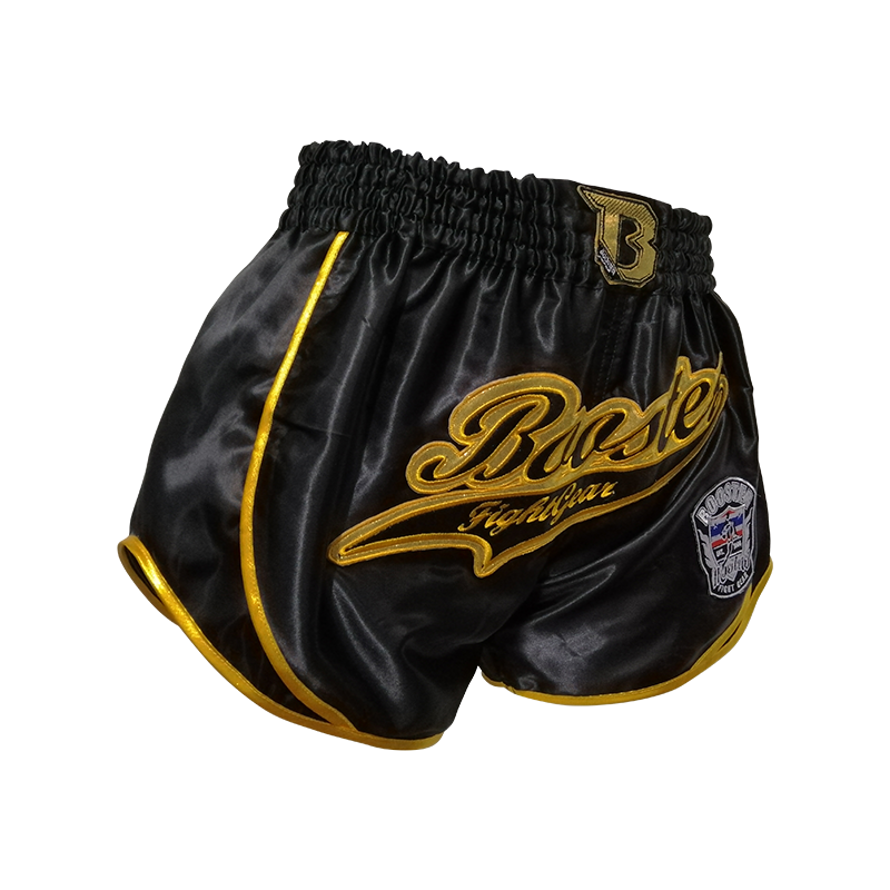 Short Muay Thai Booster Fight Gear | Black/Gold | Retro Slugger