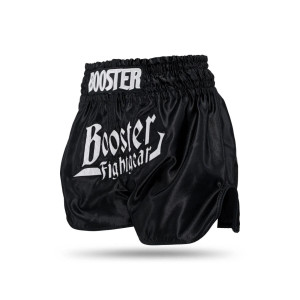Short Muay Thai Booster Fight Gear | Black/White | BFG Thunder
