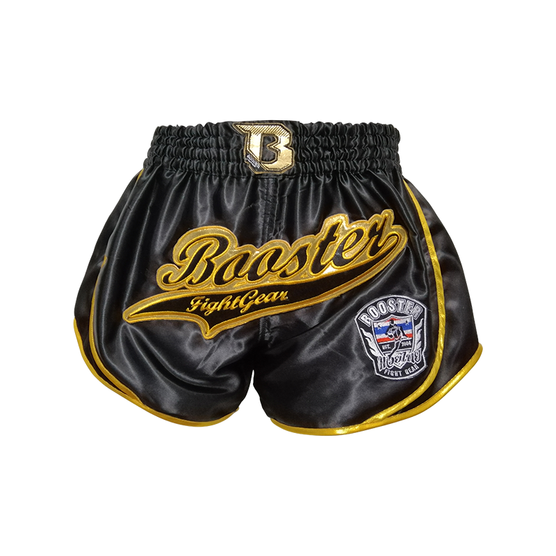 Short Muay Thai Booster Fight Gear | Black/Gold | Retro Slugger