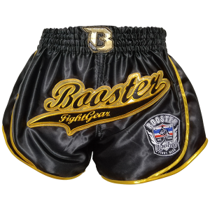 Short Muay Thai Booster Fight Gear | Black/Gold | Retro Slugger