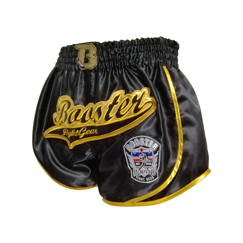 Short Muay Thai Booster Fight Gear | Black/Gold | Retro Slugger
