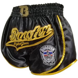 Short Muay Thai Booster Fight Gear | Black/Gold | Retro Slugger