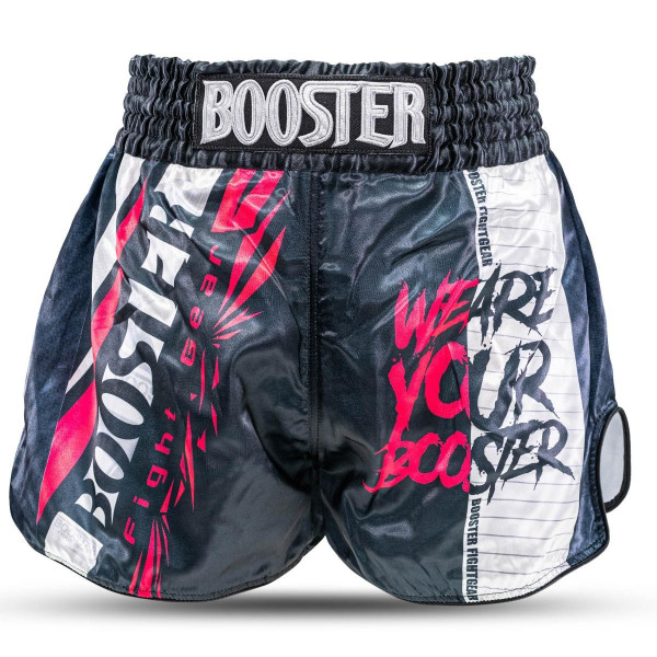 Short Muay Thai Booster Fight Gear | Black/White/Red | TBT Performance