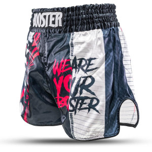 Short Muay Thai Booster Fight Gear | Black/White/Red | TBT Performance