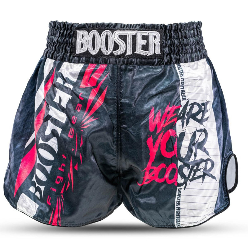 Short Muay Thai Booster Fight Gear | Black/White/Red | TBT Performance