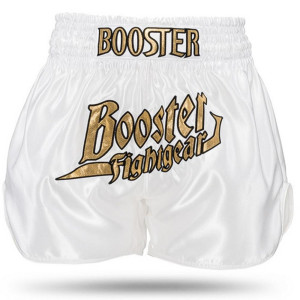 Short Muay Thai Booster Fight Gear | White/Gold | BFG Thunder