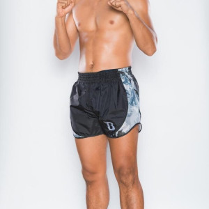 Short Muay Thai Booster Fight Gear | Black/Camo Grey | Retyro Hybrid BL