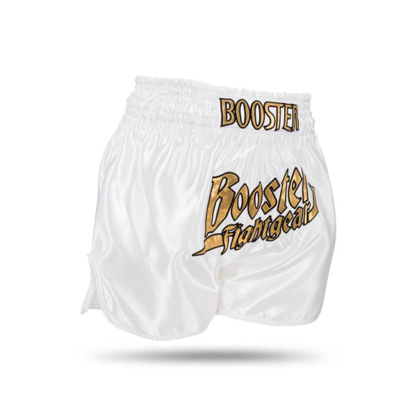 Short Muay Thai Booster Fight Gear | White/Gold | BFG Thunder