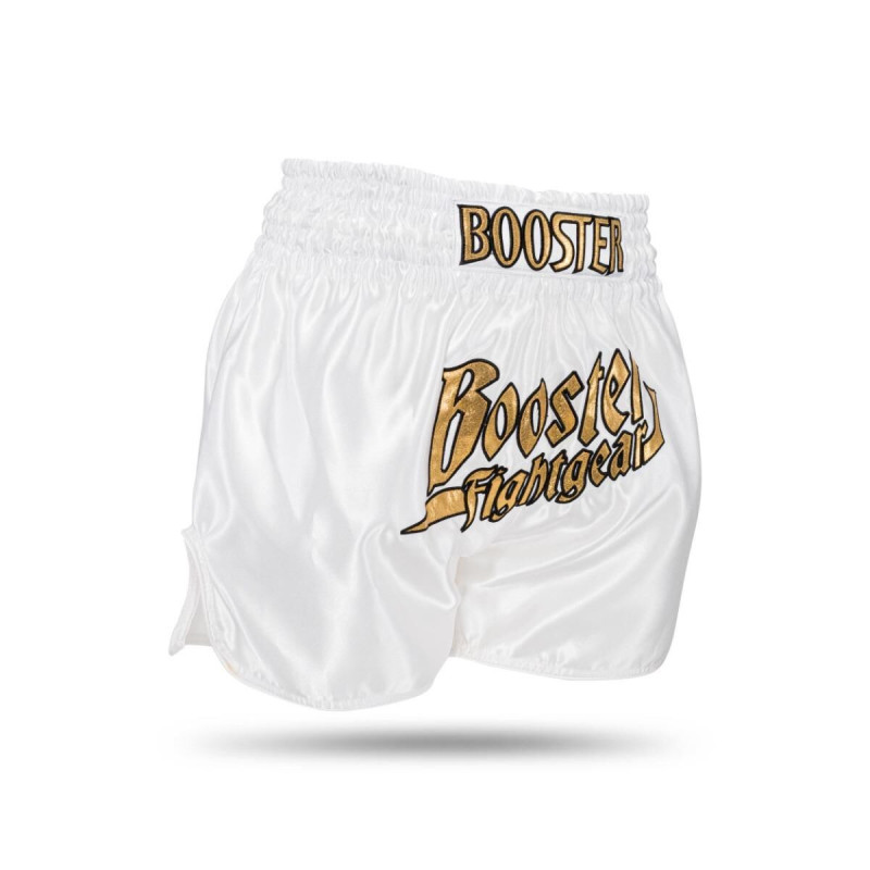 Short Muay Thai Booster Fight Gear | White/Gold | BFG Thunder