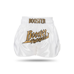Short Muay Thai Booster Fight Gear | White/Gold | BFG Thunder