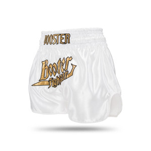 Short Muay Thai Booster Fight Gear | White/Gold | BFG Thunder
