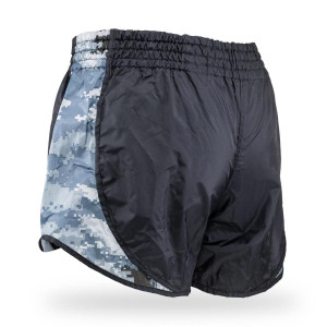 Short Muay Thai Booster Fight Gear | Black/Camo Grey | Retyro Hybrid BL