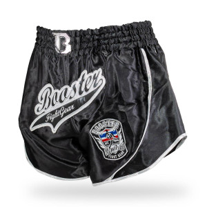 Short Muay Thai Booster Fight Gear | Black/Silver | BFG Retro Slugger