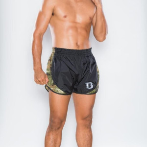 Short Muay Thai Booster Fight Gear | Black/Camo Green | BFG SHORTS
