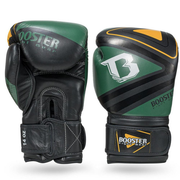 Gants de Boxe Booster Fight Gear | Noir/Vert/Orange | Pro Range V10