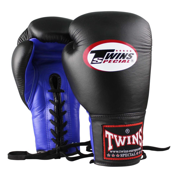 Gants de Boxe TWINS | Noir/Bleu | Laced Boxing Gloves