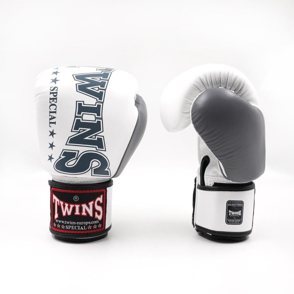 Gants de Boxe TWINS | Blanc et Gris | BGVL-8