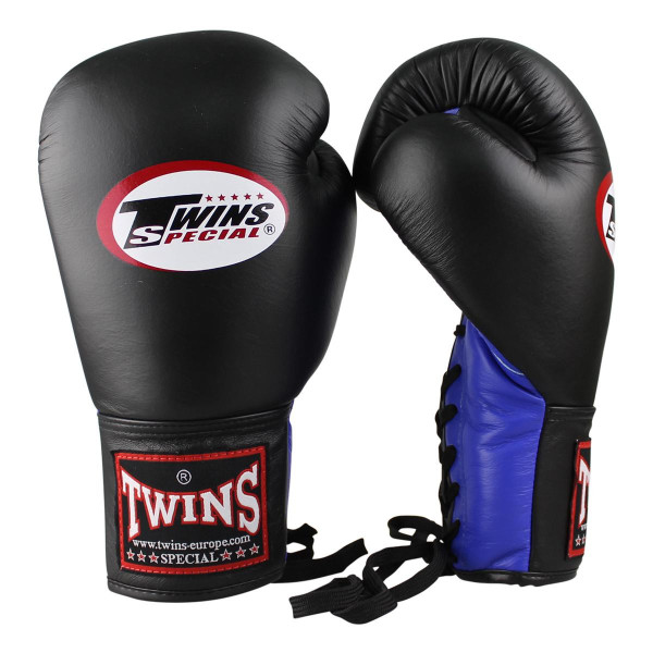 Gants de Boxe TWINS | Noir/Bleu | Laced Boxing Gloves