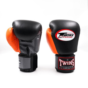 Gants de Boxe TWINS | Noir/Orange/Gris | Air-Flow