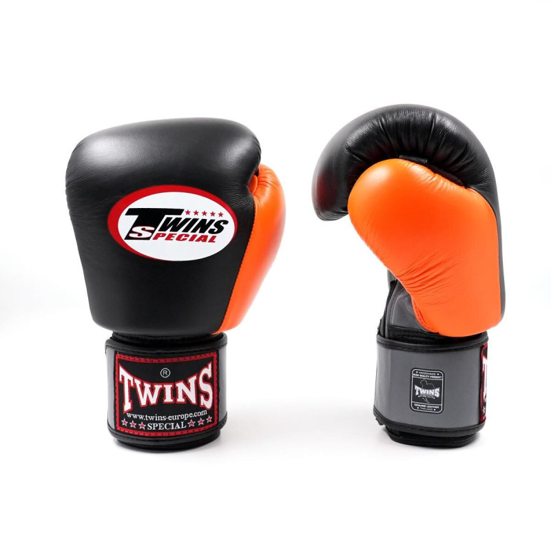 Gants de Boxe TWINS | Noir/Orange/Gris | Air-Flow