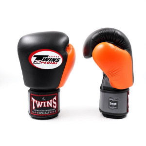 Gants de Boxe TWINS | Noir/Orange/Gris | Air-Flow
